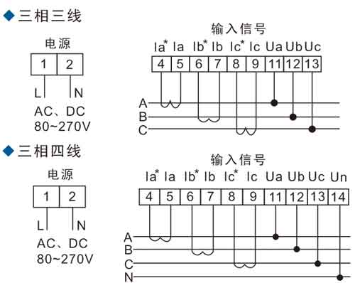 BAM4E-9SY多功能电力仪表接线图