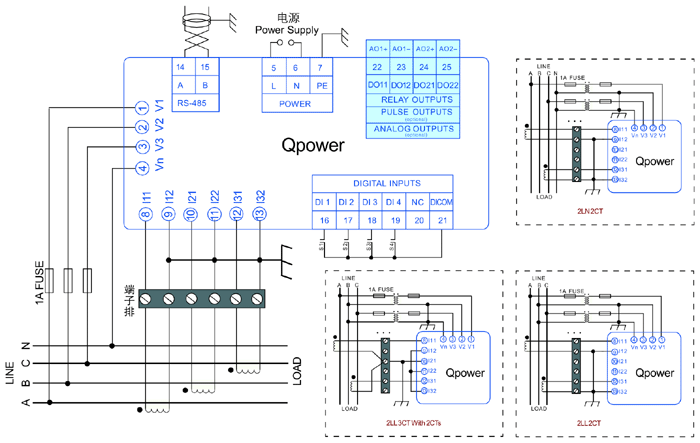 QP650智能配电网络仪表接线图