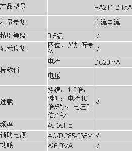 PA211-2I1XA单相直流电流数显表