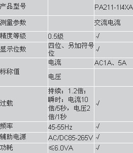 PA211-1I4XA三相交流电流数显表