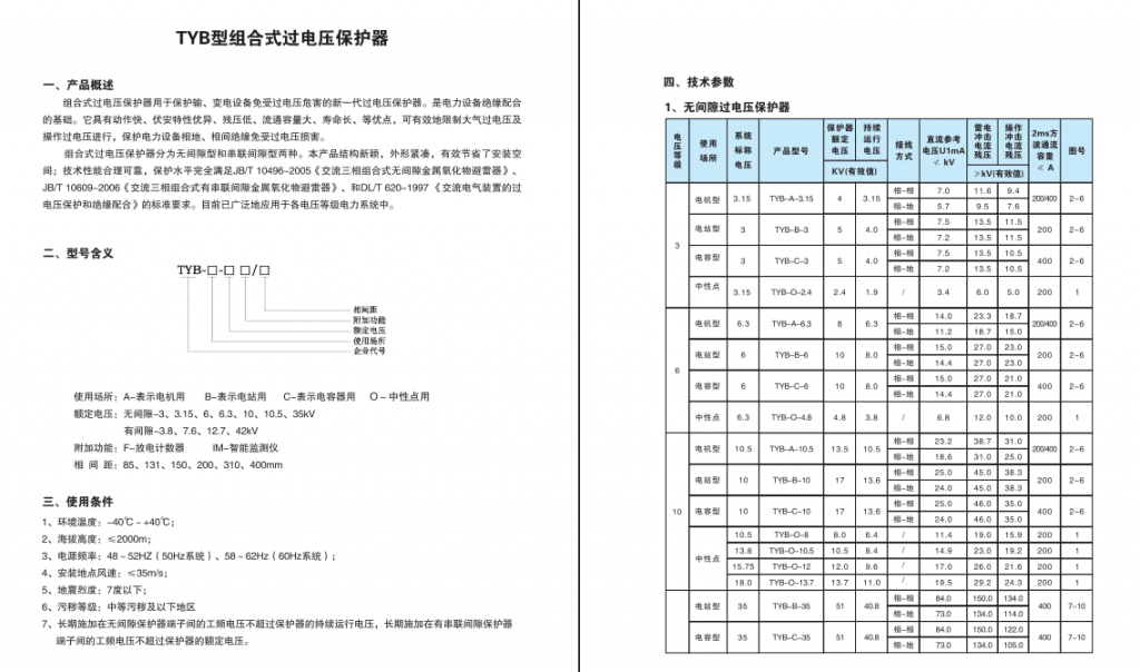 TYB-A-3.15、TYB-A-10.5过电压保护器的介绍